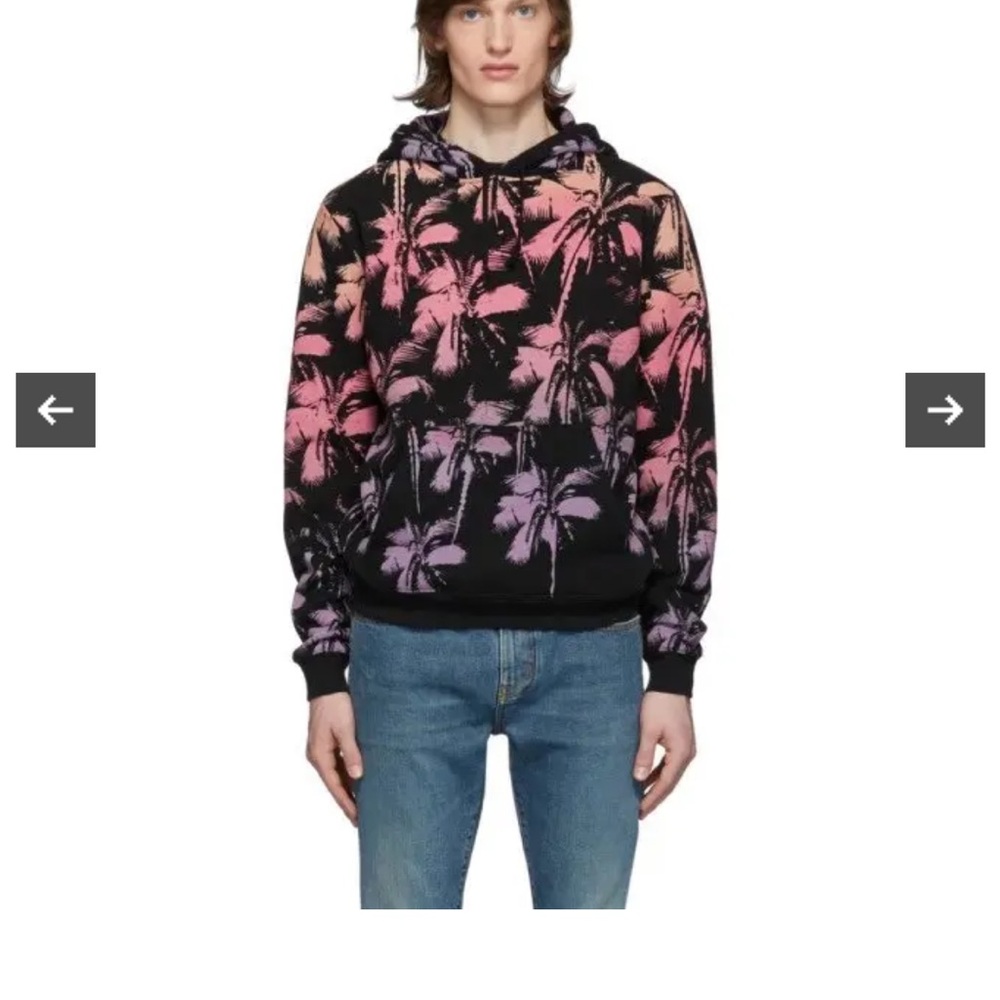 Saint Laurent Black and Pink Palm Tree Hoodie